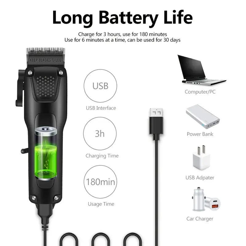 3 piezas Kit de aseo profesional para hombres - Cortapelos inalámbricos con pantalla LED